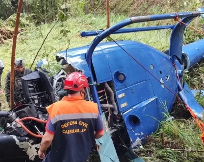 Duas pessoas morrem em queda de helicóptero no interior de São Paulo